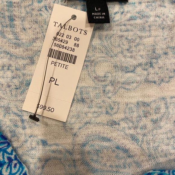 NWT Talbots 100% Cotton Playful Paisley V-Neck Sweater Size PL - Picture 13 of 13